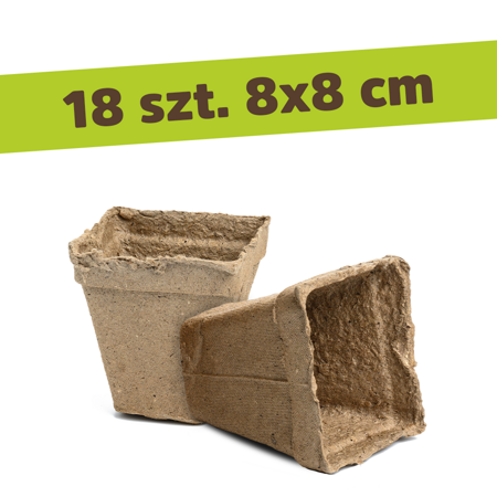 Doniczki Torfowe Kwadratowe 8x8 cm – 18 szt.