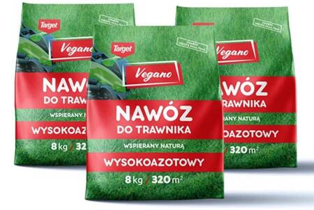 Wysokoazotowy Nawóz Do Trawnika Vegano – Wspierany Naturą – 3 x 8 kg Target